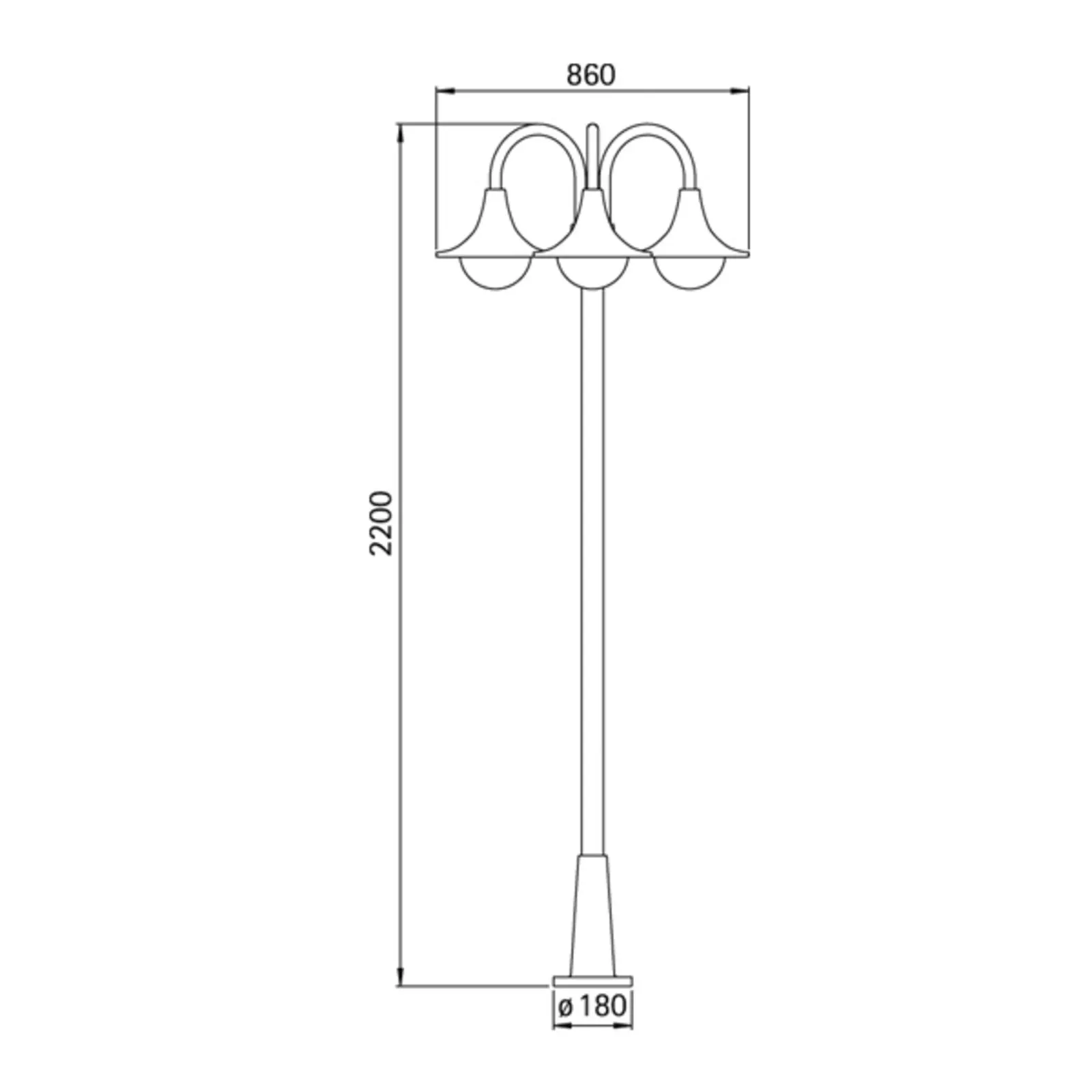 Árbóc lámpa 171, három izzós, fehér