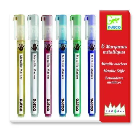 Metál filctoll 6 db-os - 6 metallic markers - Djeco