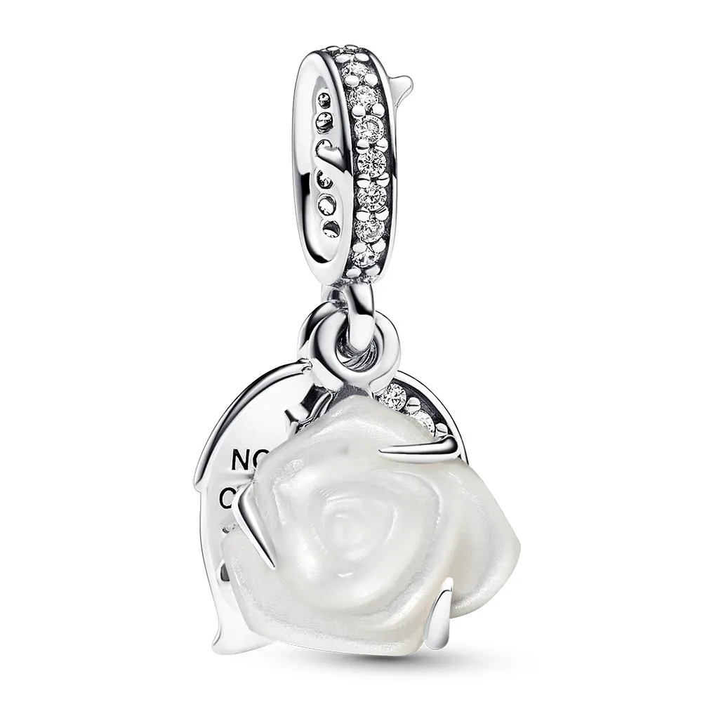PANDORA Fehér rózsa charm