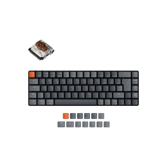 Keychron – K7 nemzetközi angol mechanikus billentyűzet - RGB, Bluetooth, alumínium váz - Gateron Brown switch