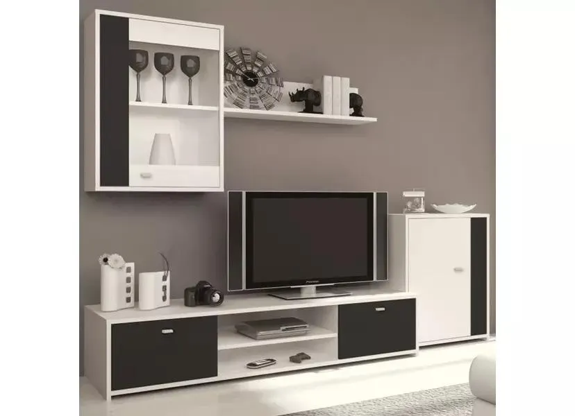 Nappali bútor, fehér/fekete, GENTA