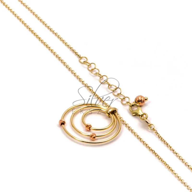 Sárga arany nyaklánc rozé gömbös kerek medállal