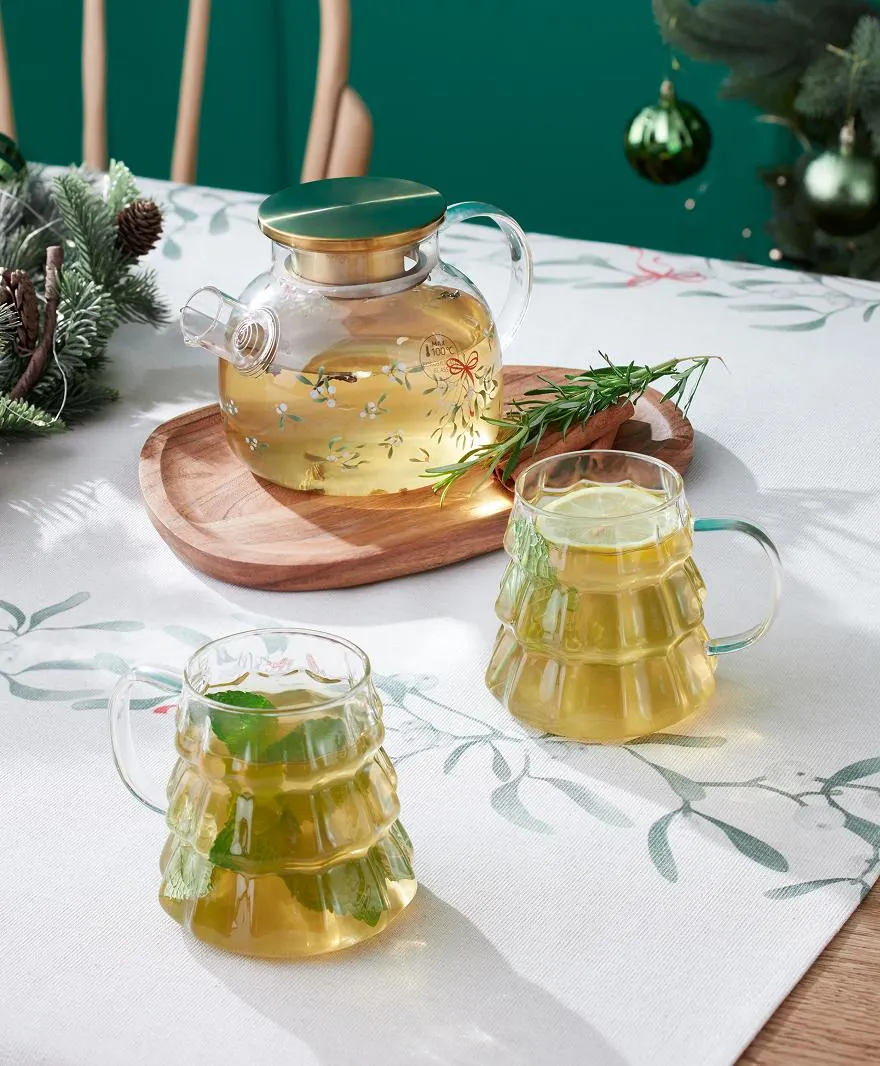 karácsonyfa alakú üveg bögre