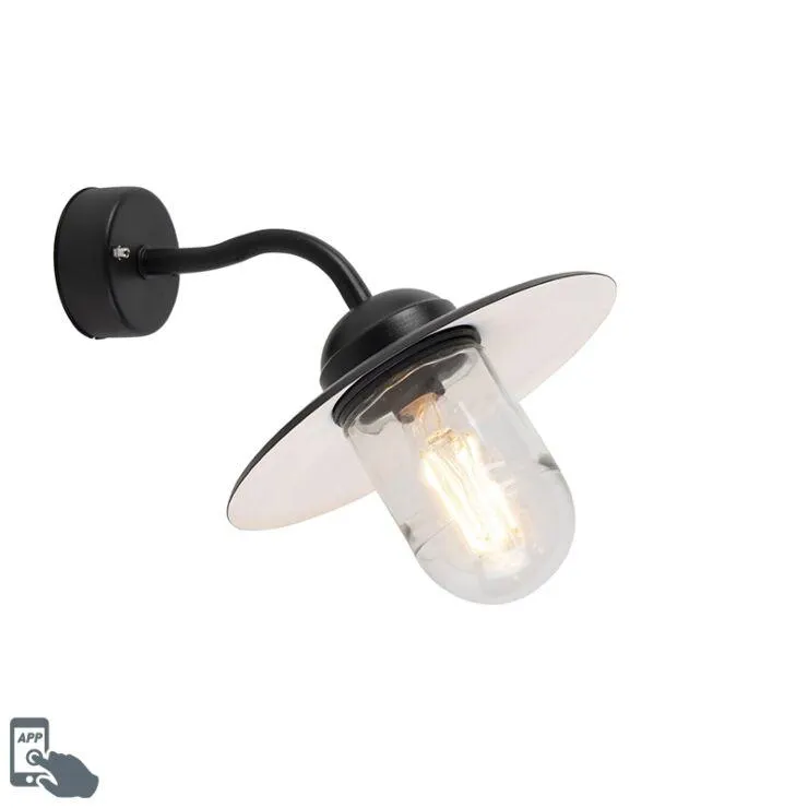 Intelligens kültéri fali lámpa, fekete IP44, WiFi A60 - München