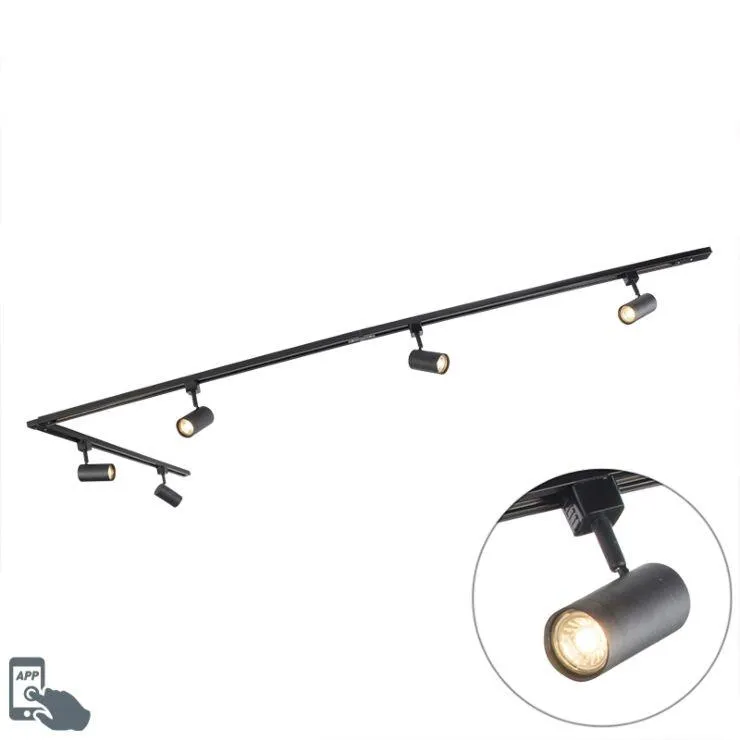 Intelligens 1-fázisú sínrendszer 5 pont, beleértve 5 GU10 fekete - Jeana