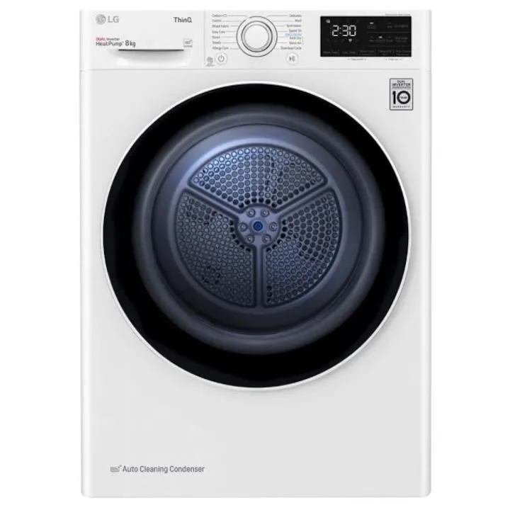 LG RH80V3AV6N hőszivattyús szárítógép, 8kg, 60cm, 14 program, Wifi, D energiaosztály, Fehér
