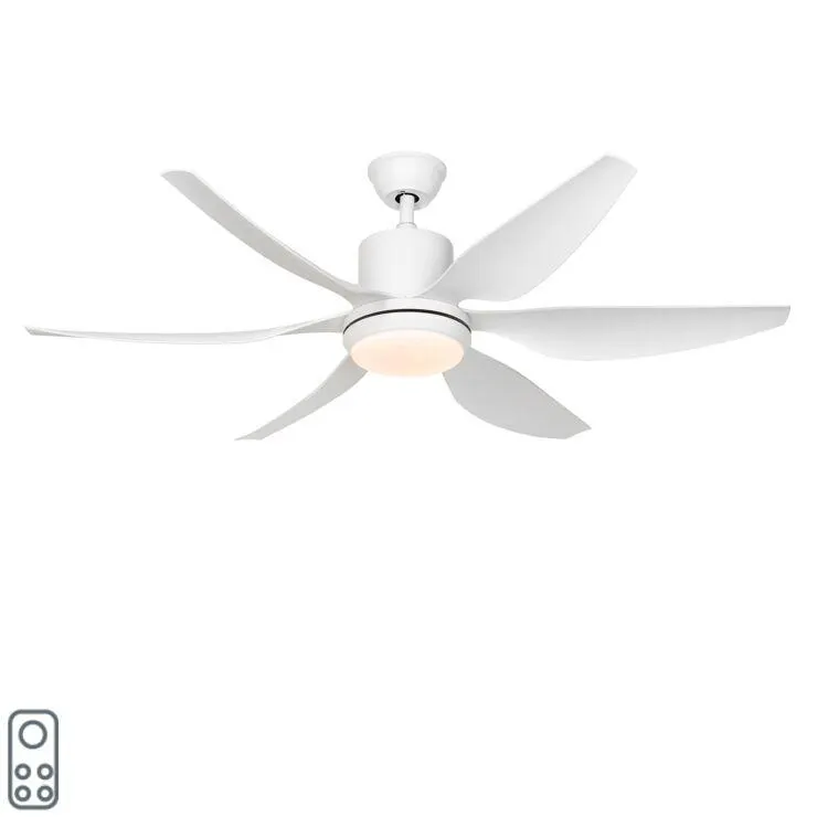 Mennyezeti ventilátor fehér, LED-del és távirányítóval - Tak