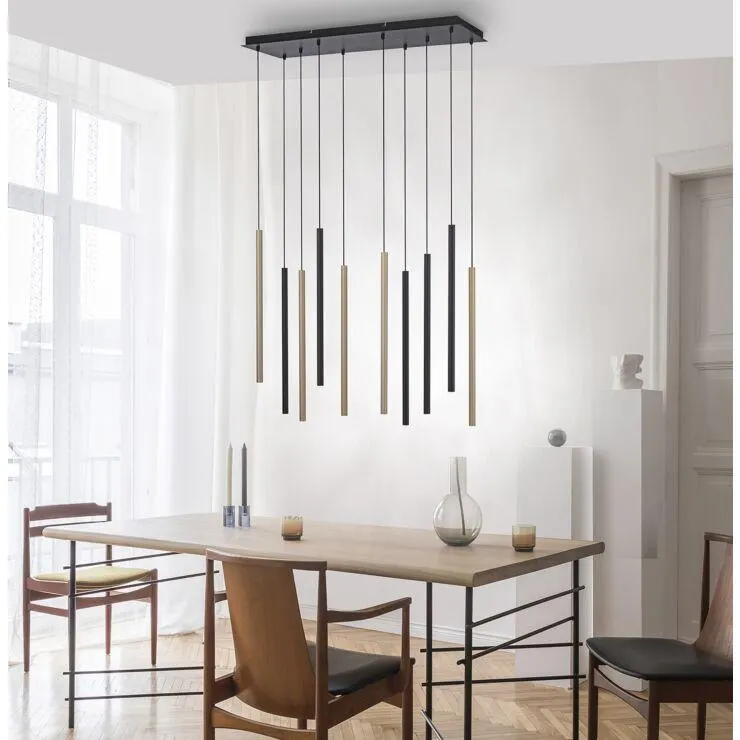 Függesztett lámpa fekete sárgarézzel LED-del szabályozható 10-es fényű - Bea