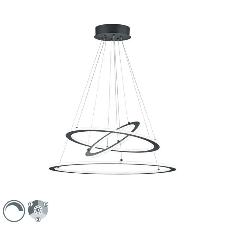 Design hanglamp grijs incl. LED 3-staps dimbaar -Tijn