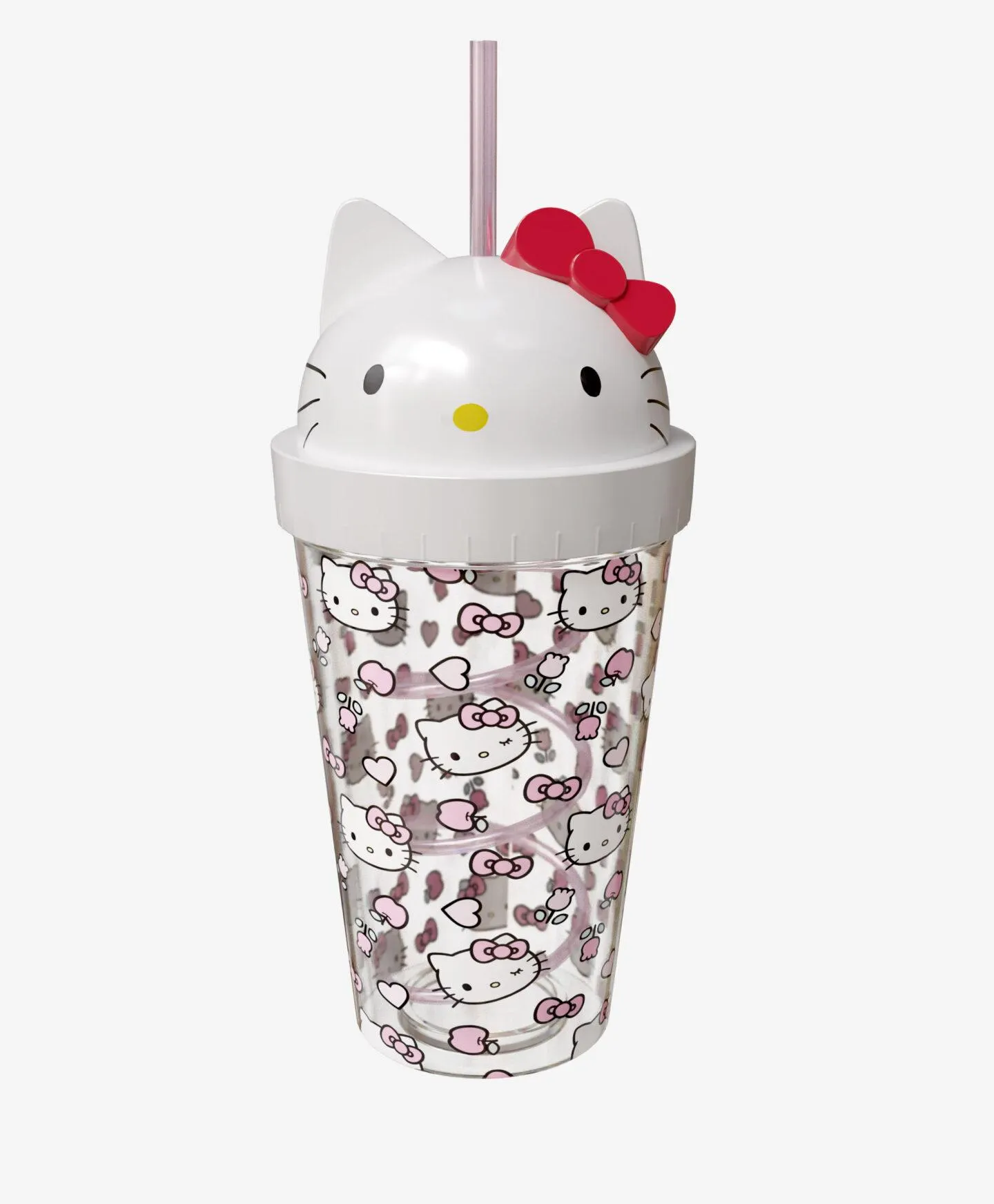 pohár szívószállal Hello Kitty mintával