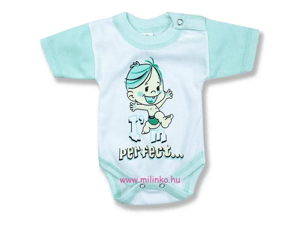 Baba body, rövid ujjú-PERFECT, zöld és fehér