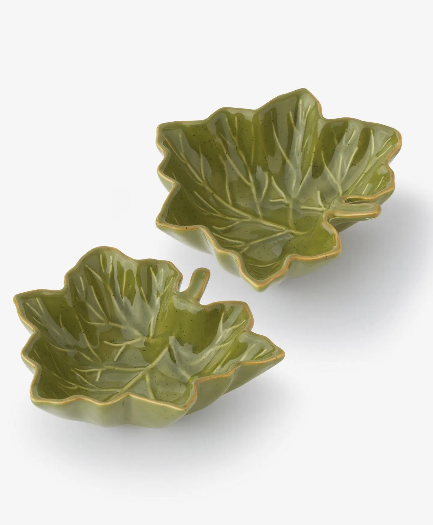 2 darabos zöld levél alakú tál szett