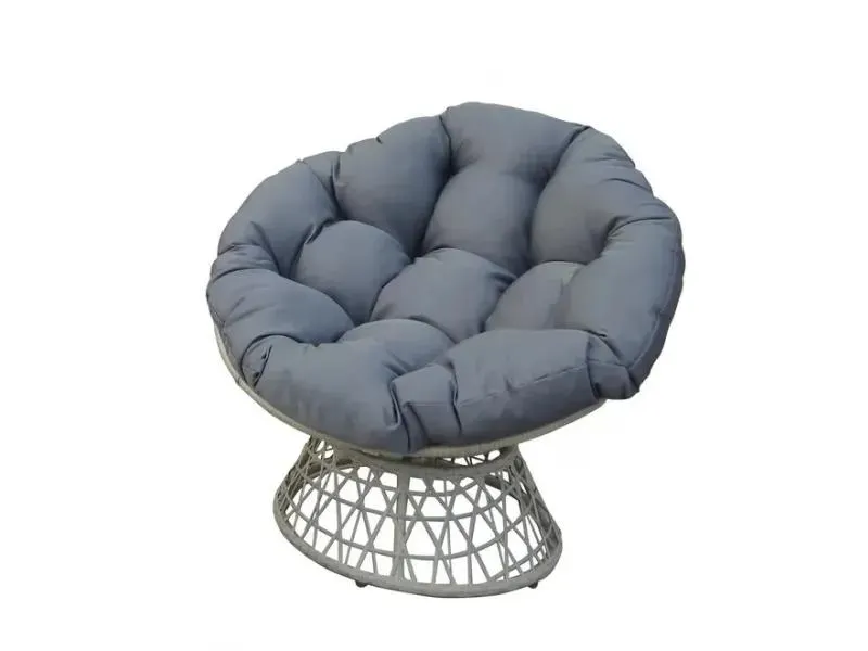 Kerti fotel (rattanhatású, szürke párnával)