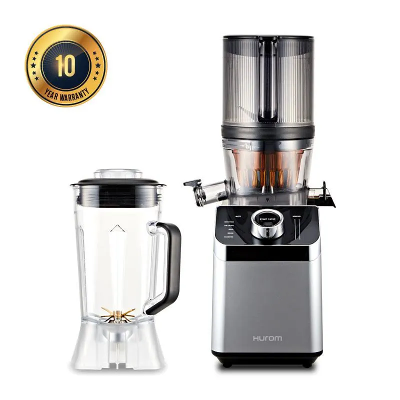 Hurom M100 2 in 1: Slow Juicer és Blender (EZÜST) + Juice Biblia