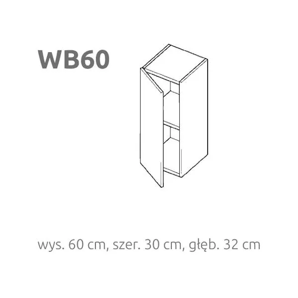 BRIKS Oldalra nyíló álló fali szekrény WB60 Prémium fronttal