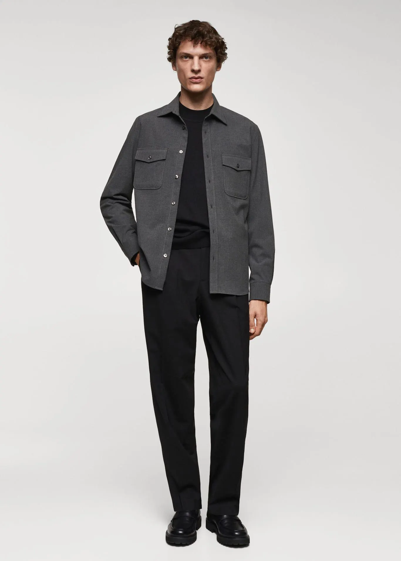 Relaxed fit tűzött gyapjúnadrág