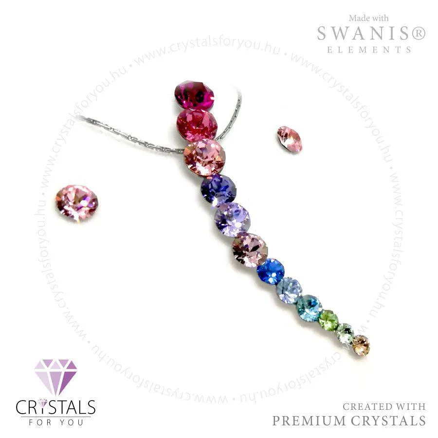 Íves csakra szett Swanis® prémium kristállyal díszítve, mandula motívummal