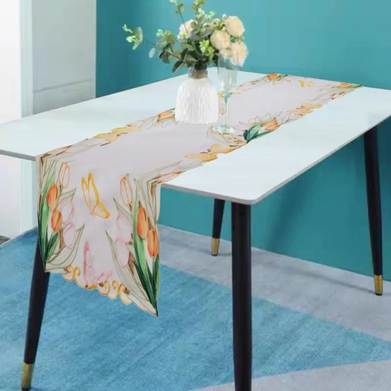 Pillangó & tulipán mintás húsvéti asztali futó - 40x110 CM