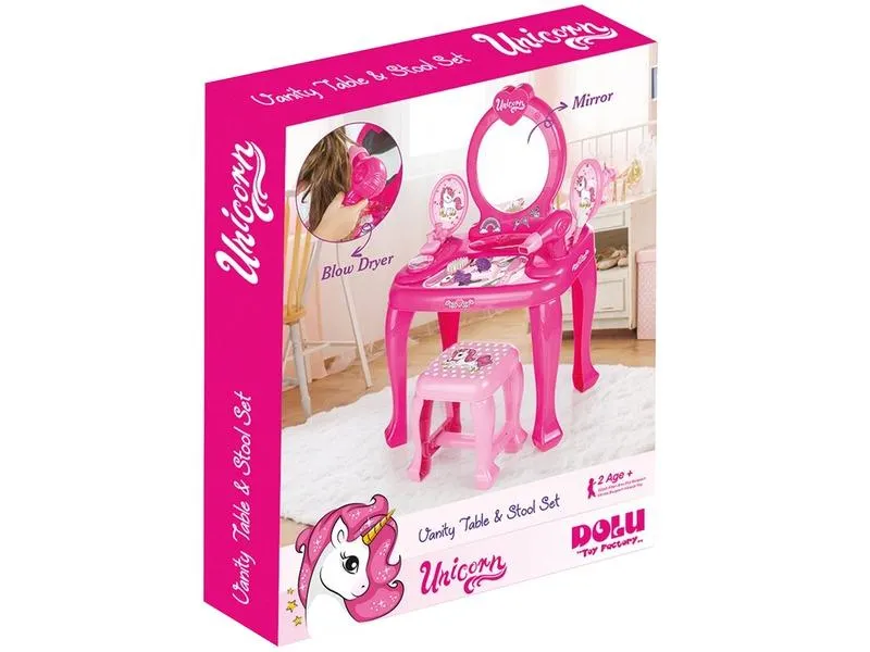Unikornisos fésülködőasztal székkel