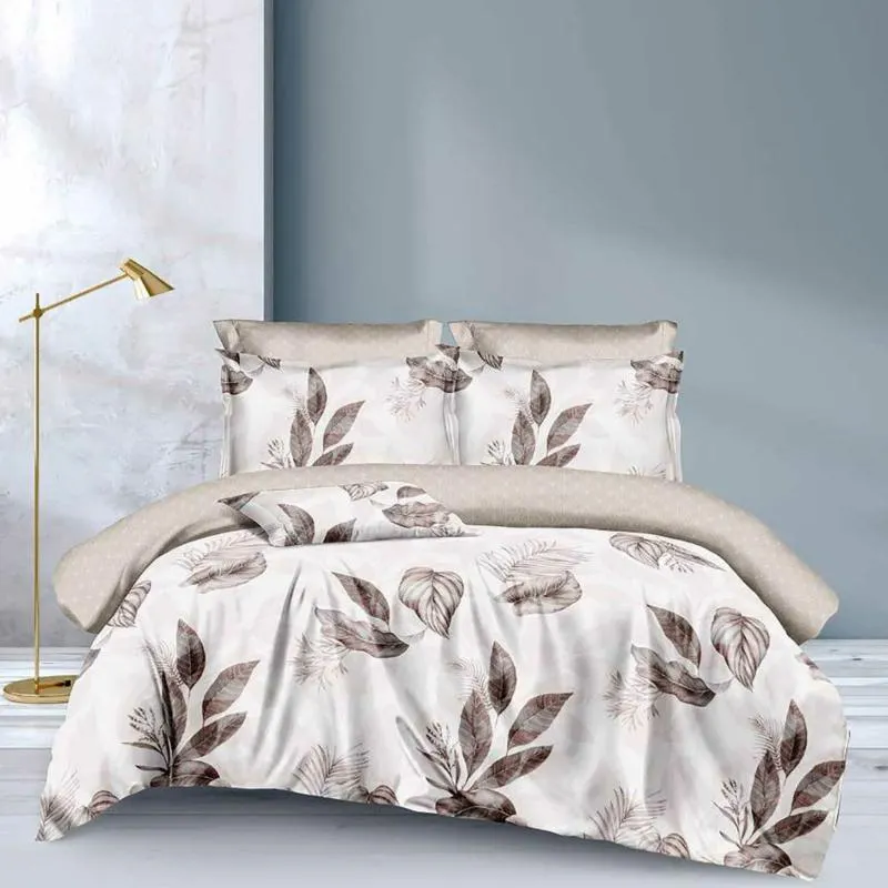 Világosszürke levél mintás 3 részes ágyneműhuzat