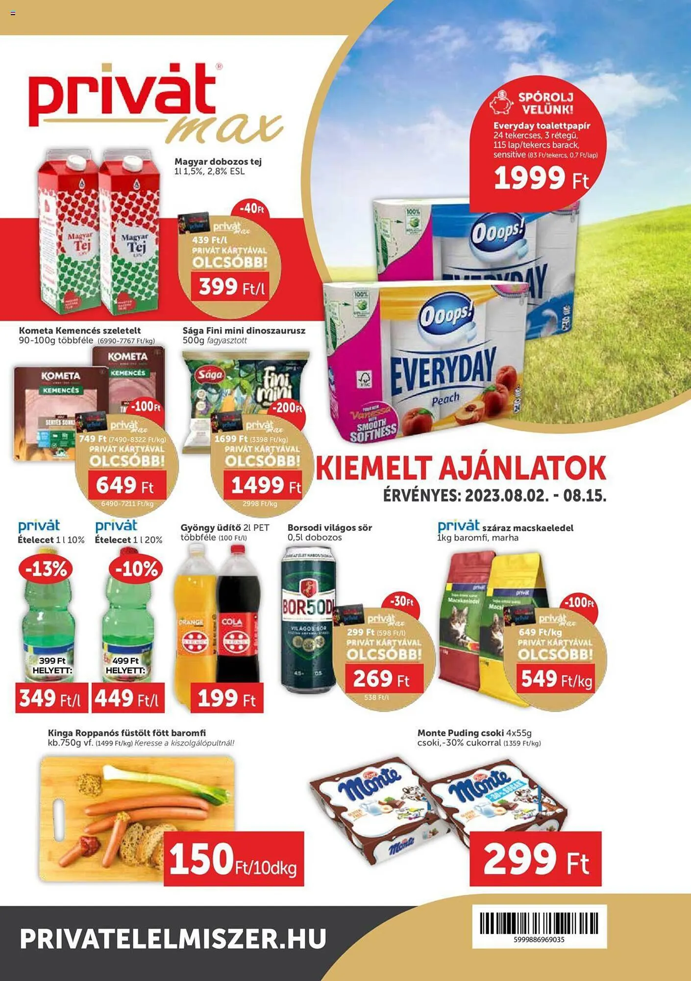 Katalógus PRIVÁT akciós újság augusztus 2.-tól augusztus 15.-ig 2023. - Oldal 1