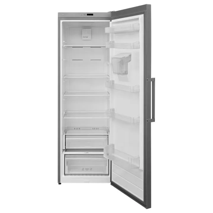 Heinner HF-V401NFXWDE++, Egyajtós hűtő, 389 l, No Frost, Elektronikus vezérlés, Vízadagoló, LED világítás, E energiaosztály, M 186 cm, Rozsdamentes acél