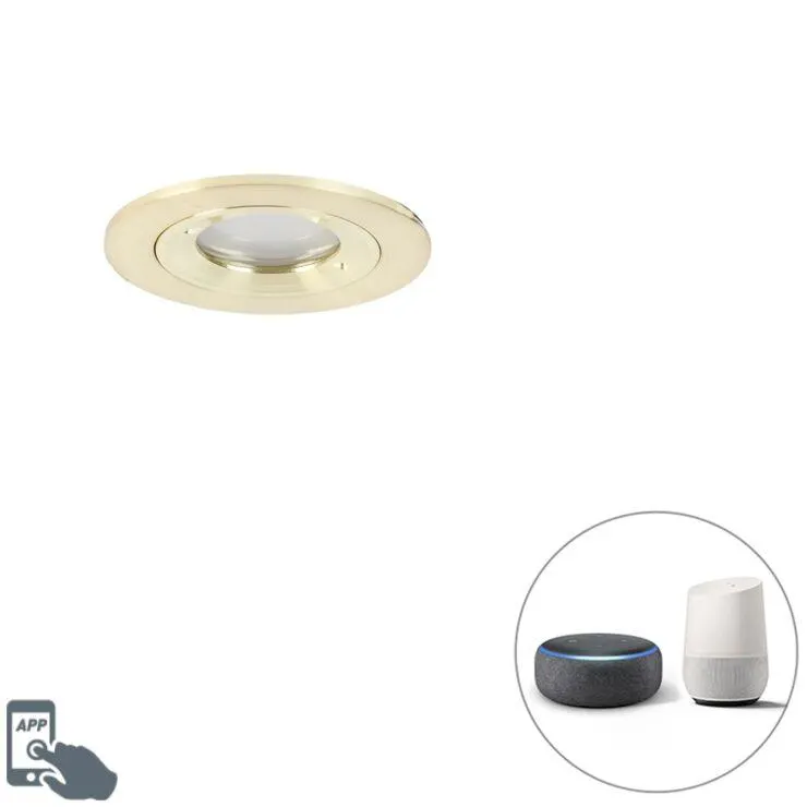 Intelligens süllyesztett spotlámpa arany kör IP44 WiFi GU10 - Xena