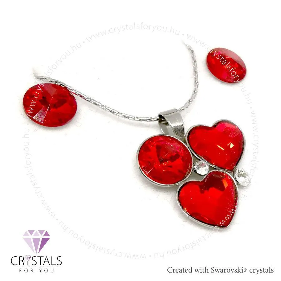 Dupla szívecskés szett Swanis® prémium kristállyal díszítve