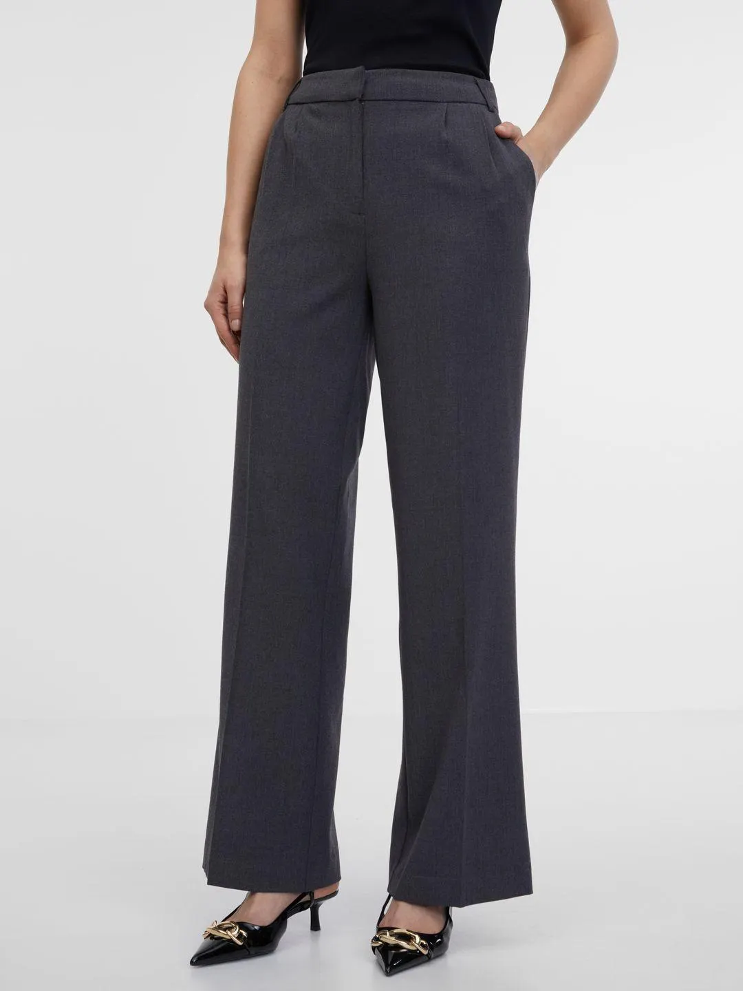Dunkelgraue weite Damenhose ORSAY