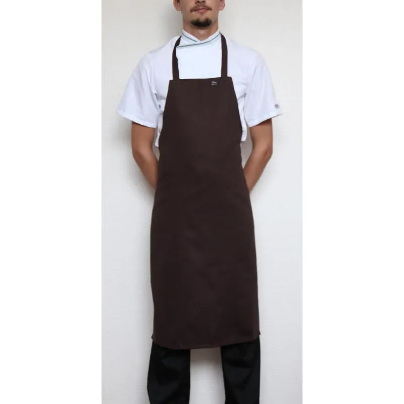 Szakácskötény nyakpántal 100% pamut - barna