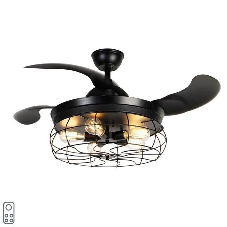 Fekete mennyezeti ventilátor távirányítóval 5 lámpa - Gaiola