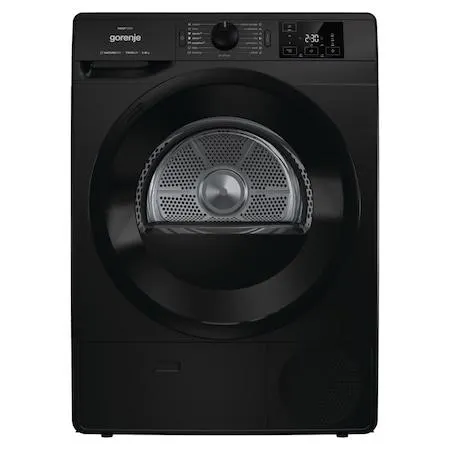 Gorenje DNE82/BGN hőszivattyús szárítógép, A++ energiaosztály, 8 kg kapacitás, LED kijelző, 16 program, Fekete