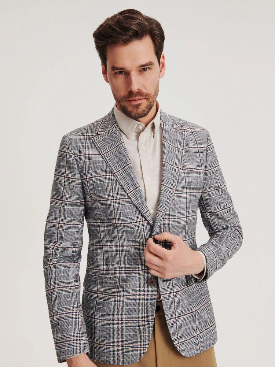 Kockás slim fit zakó