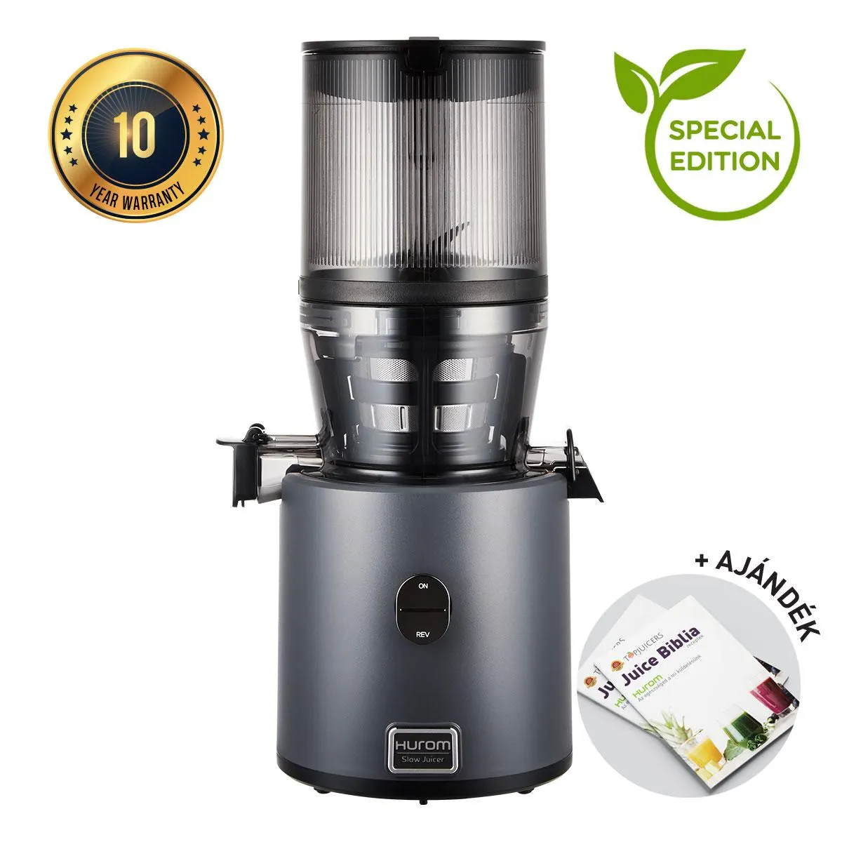 Hurom H330P Premium Slow Juicer (SZÜRKE) + Juice Biblia