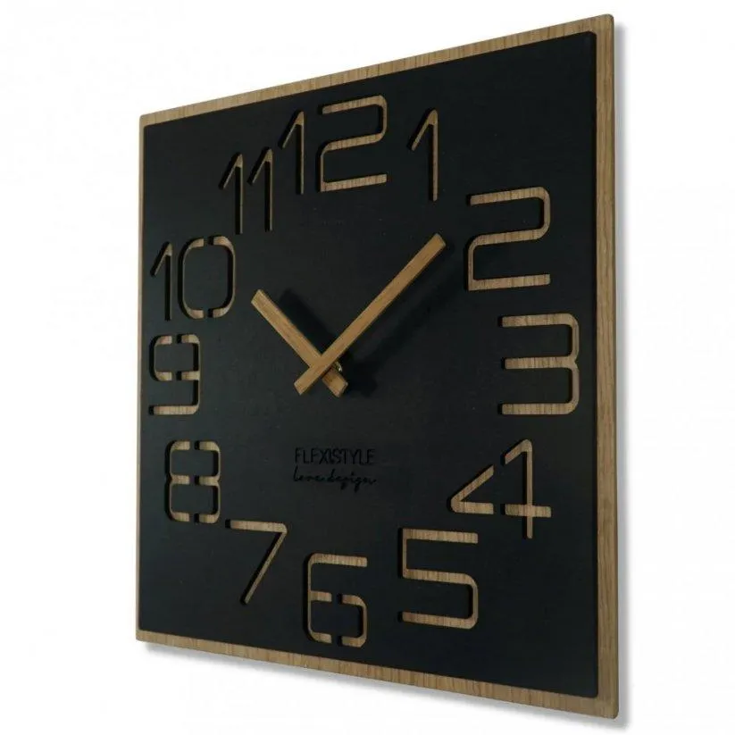 Design falióra fa és fekete szín kombinációban 40 cm
