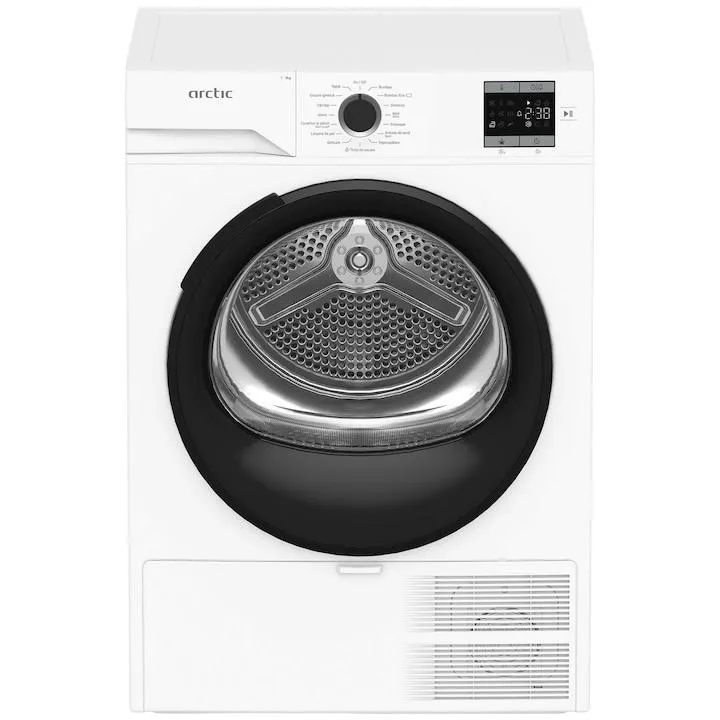 Arctic A2T19239W, Hőszivattyús szárítógép, 9 kg, 15 program, D energiaosztály, Aqua Surf, Fehér