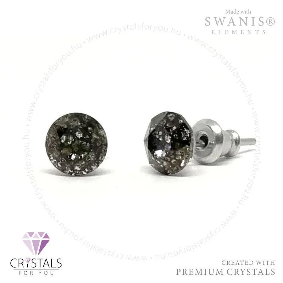 Swanis® prémium kristállyal díszített kör alakú fülbevaló - 56 Black Patina szín
