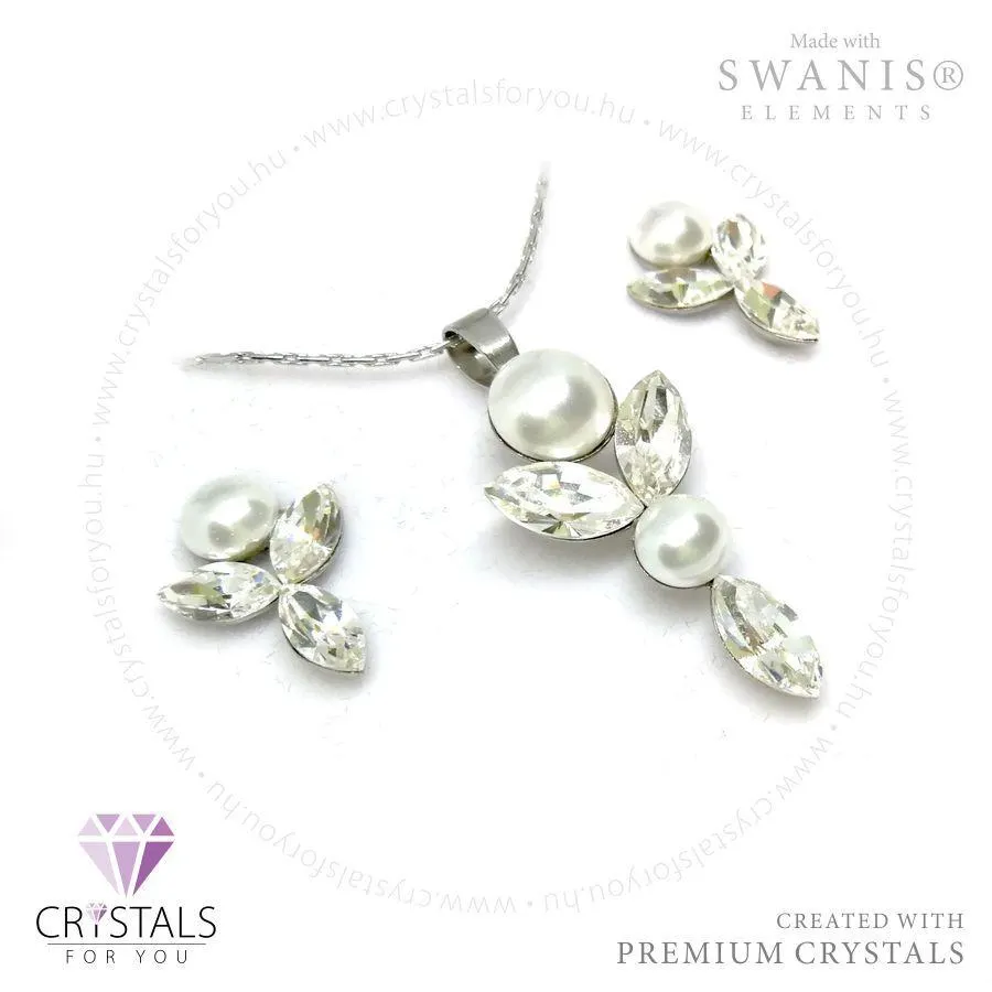 Álló angyalka szett Swanis® prémium kristállyal díszítve (fehér tekla)