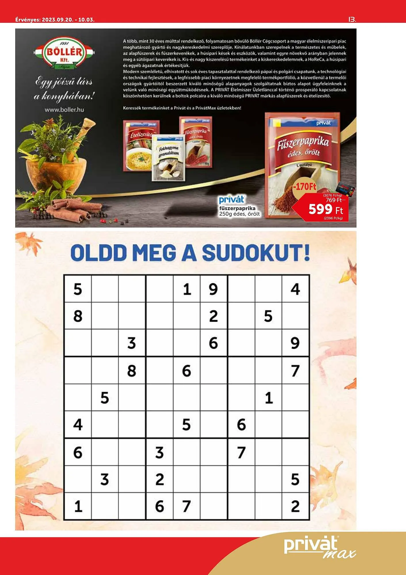 Katalógus PRIVÁT max akciós újság szeptember 20.-tól október 10.-ig 2023. - Oldal 13
