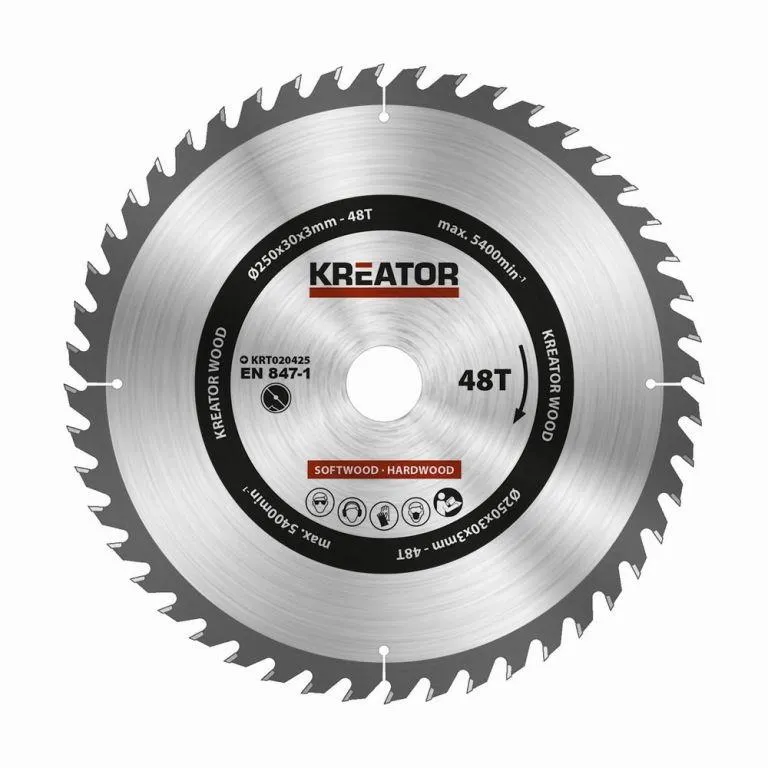 Kreator Fűrésztárcsa fa vágására 250 mm 48 T