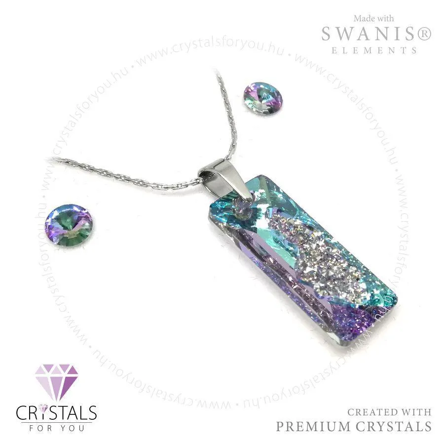 Téglalap alakú bemart kőzet medálos szett Swanis® prémium kristállyal díszítve