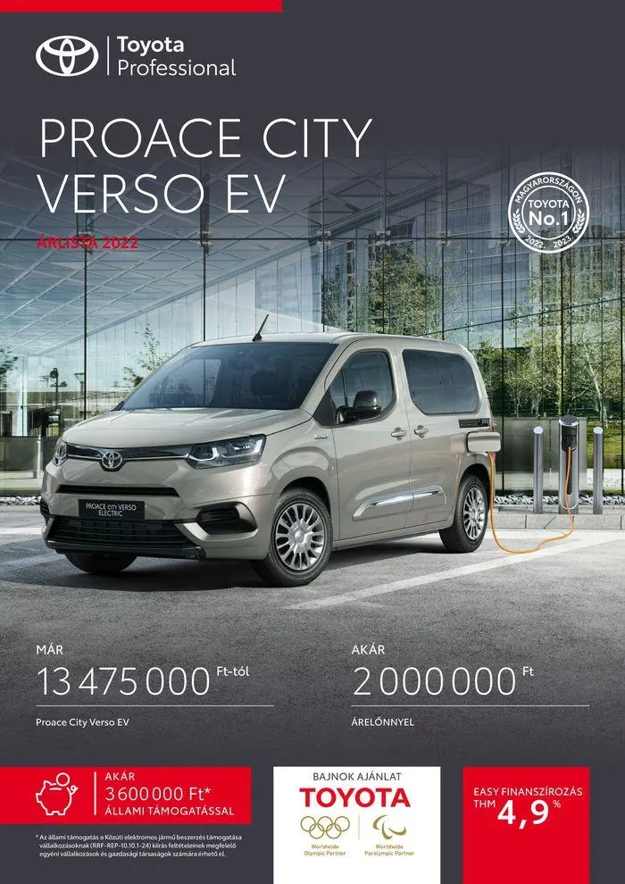 Katalógus Toyota Proace City Verso EV augusztus 31.-tól augusztus 31.-ig 2025. - Oldal 1