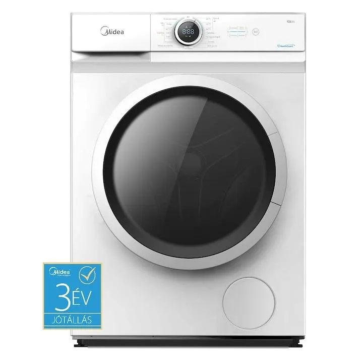 Midea MF100D80B/W szabadonálló mosó-szárítógép, E energiaosztály, 8/5 kg kapacitás, 1400 ford./perc, magyar panel, fehér