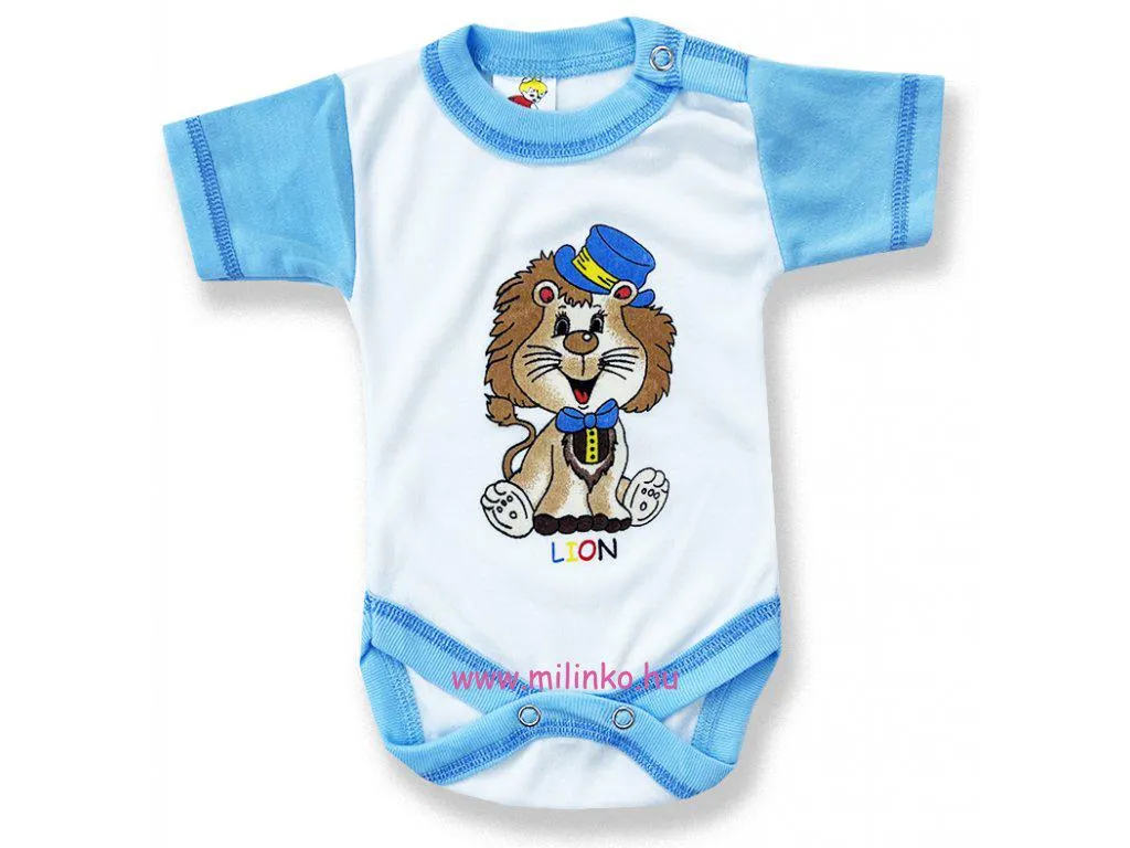 Baba body, rövid ujjú - LION, kék és fehér