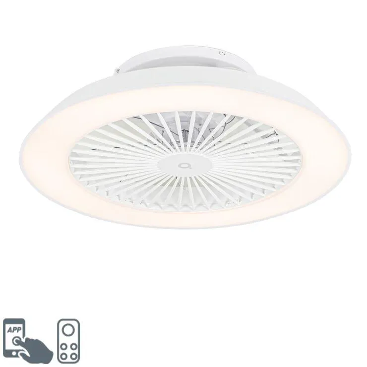 Intelligens mennyezeti ventilátor fehér, LED-del távirányítóval - Deniz