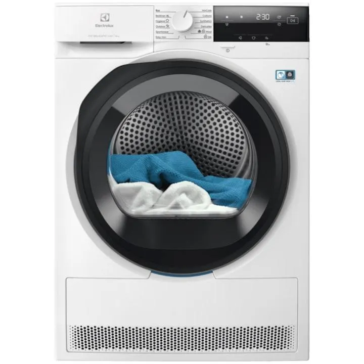 Electrolux EW7D385AE Hőszivattyús szárítógép, 8 kg, C energiaosztály, DelicateCare + Sensicare szárítórendszer, Inverteres motor, Dob belső világítás, Megfordítható ajtó, Fehér
