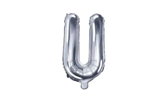 "U" betű fólia lufi, 35 cm, ezüst (NEM Tölthető héliummal)