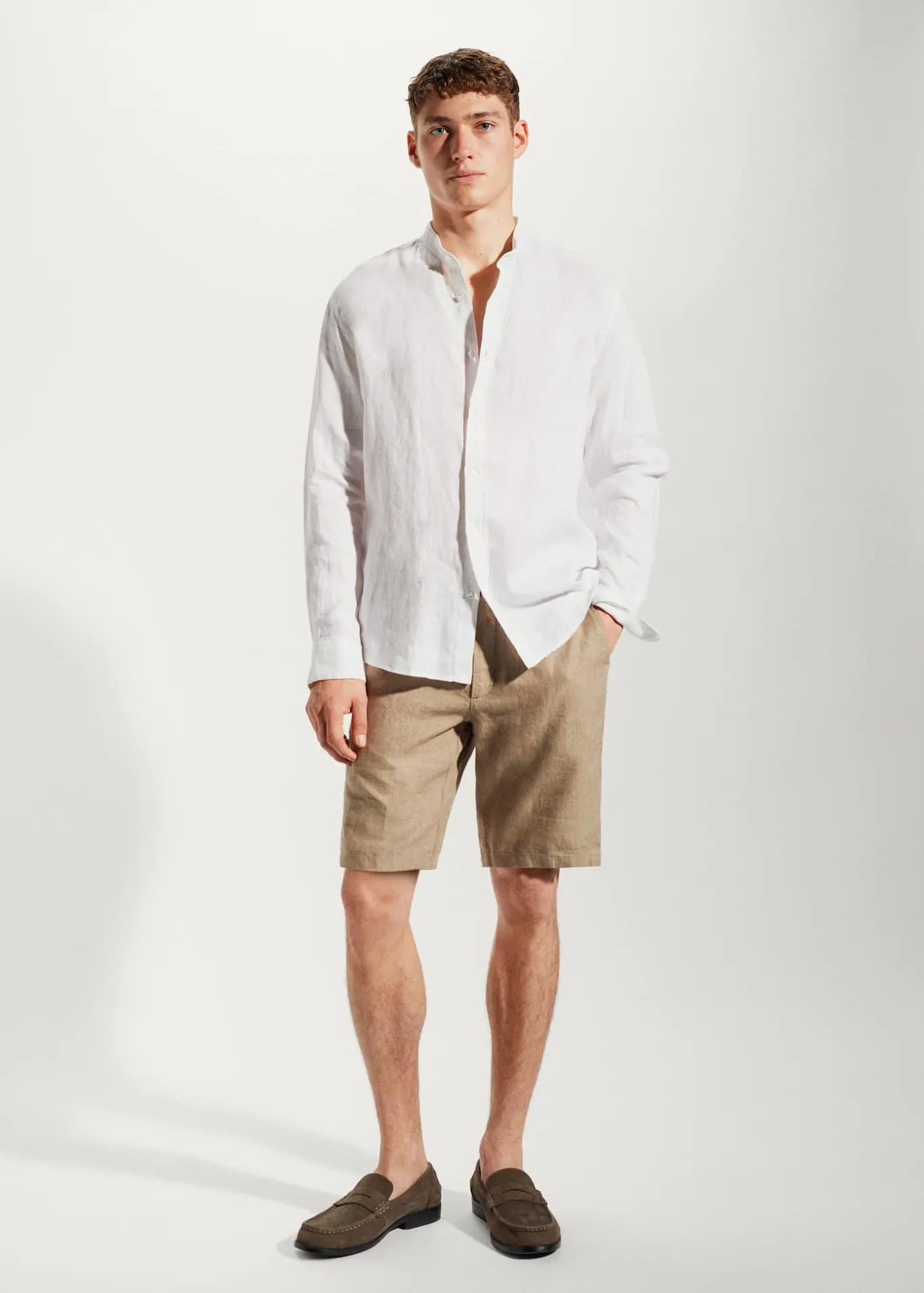 100% lenvászon mao galléros ing