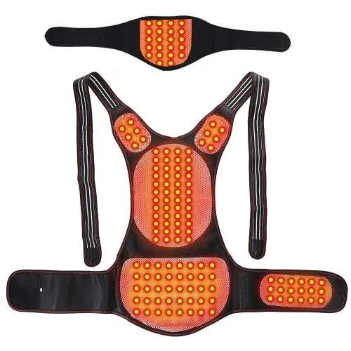 Melegítő mellény turmalin mágnessel, deréktámasz öv, nyaki, váll, has, nyak, testtartás korrektor funkció, állítható, 118 mágnes, uniszex, L méret, fekete