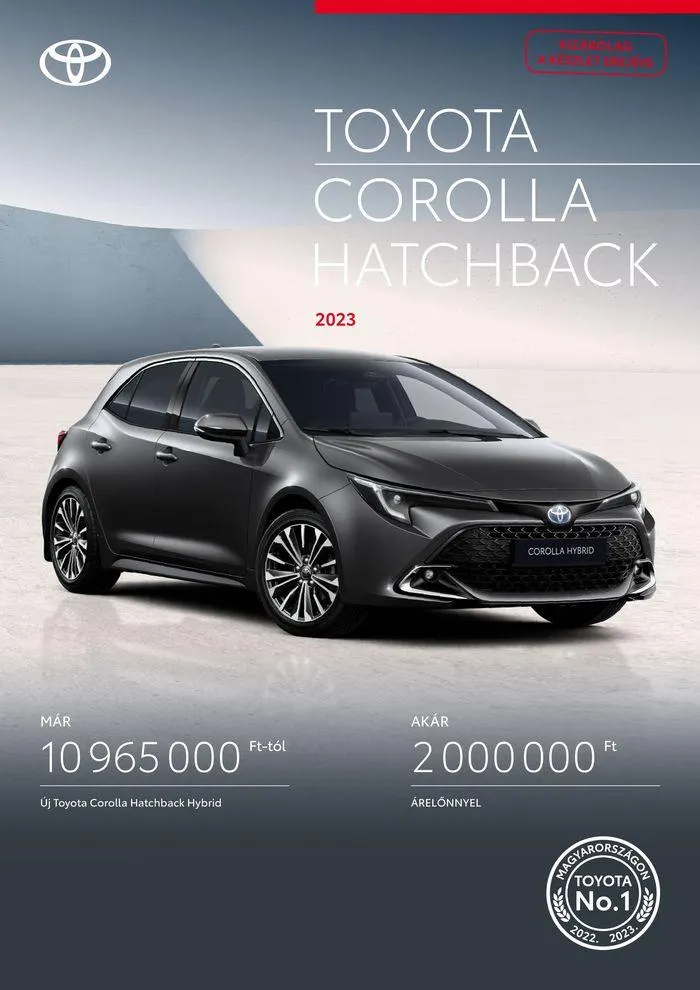 Katalógus Toyota Corolla Hatchback MC23 július 24.-tól július 24.-ig 2025. - Oldal 1